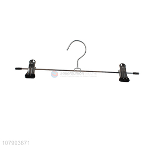 Hot selling stainless iron pants hanger with clips household clothes hanger