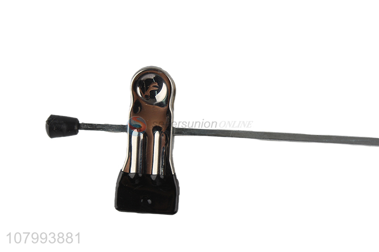 Wholesale household stainless iron pants hanger with clips metal skirt hanger