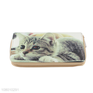Good Sale Cute Cat Pattern Zipper Clutch Purse