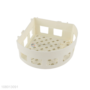 Low price white plastic storage basket bathroom shelf wholesale