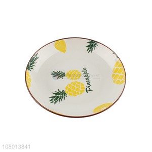Wholesale Pineapple Pattern Ceramic Plate Dinner Plate