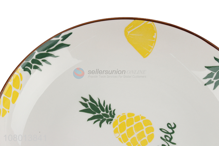 Wholesale Pineapple Pattern Ceramic Plate Dinner Plate