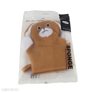 New products cartoon dog shape soft bath gloves for sale