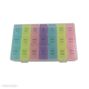 Factory price colourful 21compartments plastic medicine storage box