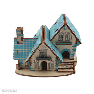 Good quality 3D wooden house puzzle model toy for birthday gifts