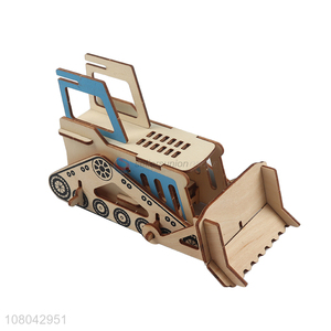 High quality 3D wooden bulldozer puzzle for adults and children