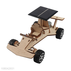 Factory supply 3D wooden solar racing car puzzle DIY adult puzzle