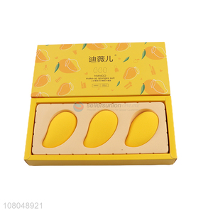 Low price wholesale yellow makeup powder puff set for ladies