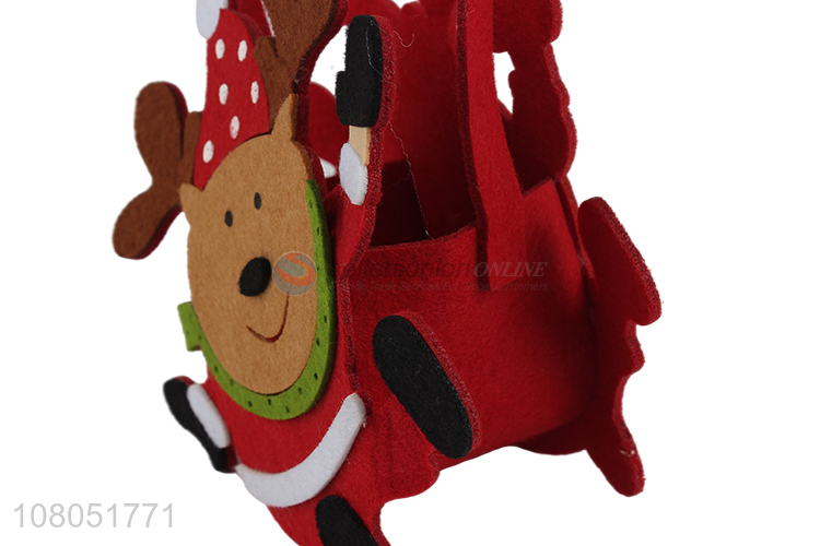 Factory supply christmas style non-woven fabric hand candy bag