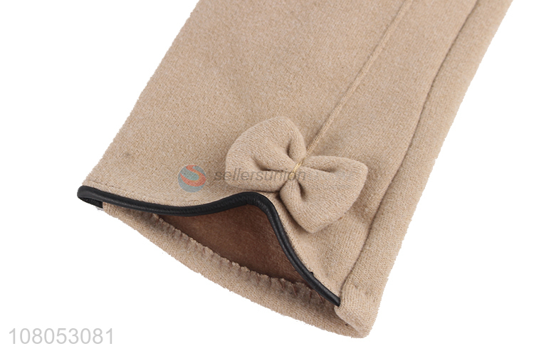 Good sale apricot color ladies cold gloves creative touch screen gloves