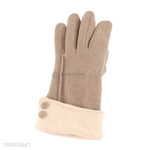High quality apricot color ladies winter cashmere warm gloves