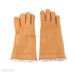 New arrival orange plush warm gloves winter outdoor windproof gloves