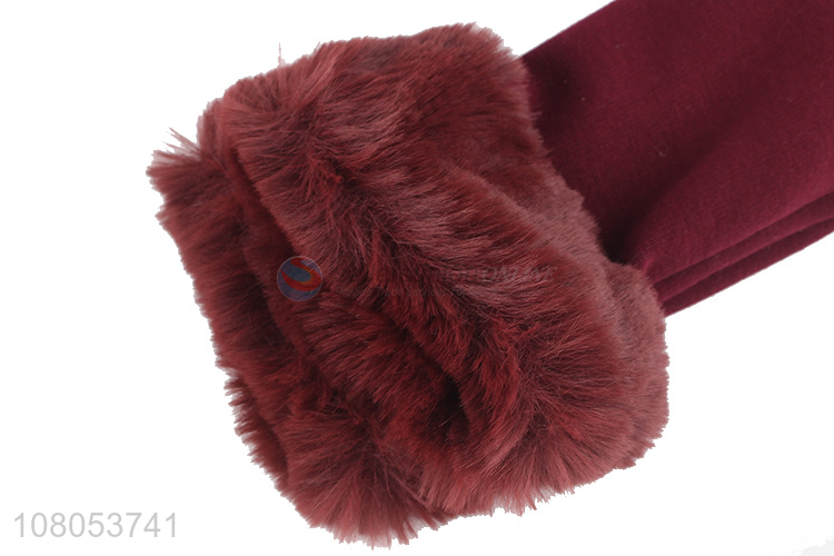 Factory direct sale red outdoor plus velvet gloves for winter