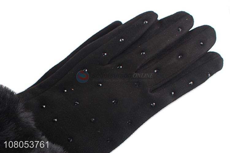 Online wholesale balck winter outdoor warm gloves for ladies