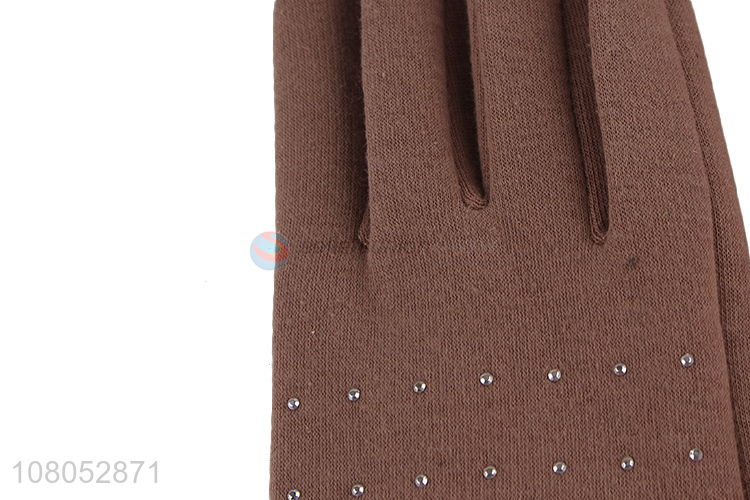 Factory wholesale brown ladies plus velvet gloves