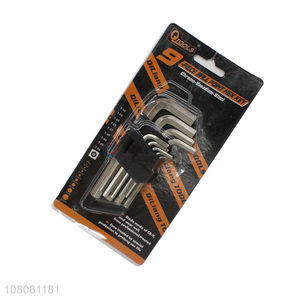 Good quality 9 pieces allen wrench flat head hex key wrench set