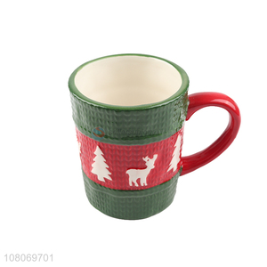 Hot sale Christmas style ceramic coffee mug porcelain water cup