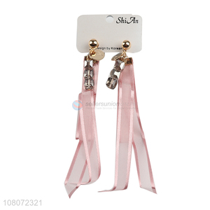 Top sale pink ribbon fashion <em>jewelry</em> <em>women</em> earrings