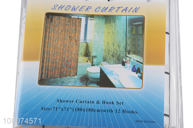 Wholesale Bathroom Waterproof Bath Curtain With Hook Set