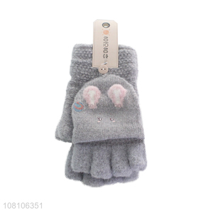 New products gray cute knitted gloves outdoor riding gloves