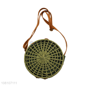 Best Selling Exquisite Round Handmade Straw Shoulder Bag For Women