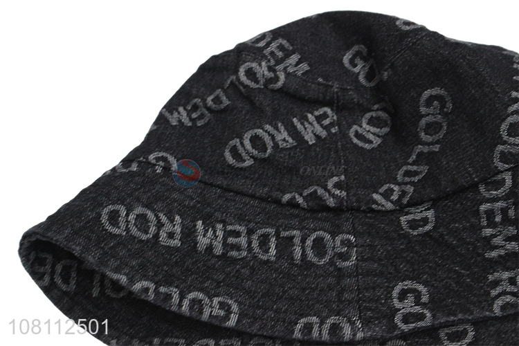 New design letter printed washed denim bucket hats for women