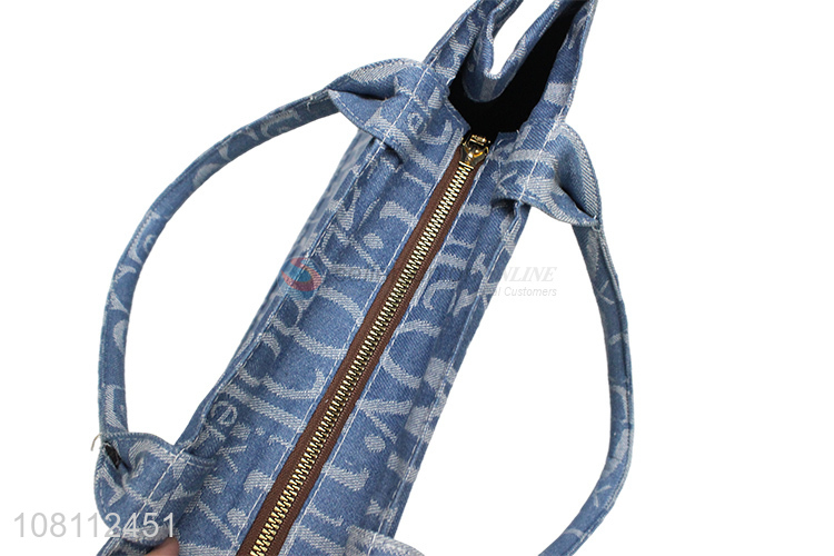 Wholesale fashionable letter printed denim tote bag shoulder bag