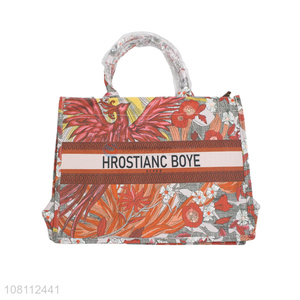 Wholesale flower letter printed women tote handbag shoulder bag