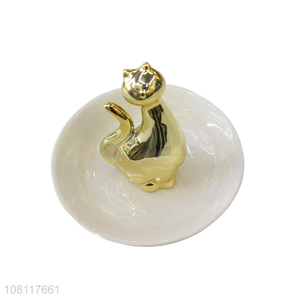 Wholesale ceramic cat ring holder ceramic <em>jewelry</em> dish for <em>women</em>