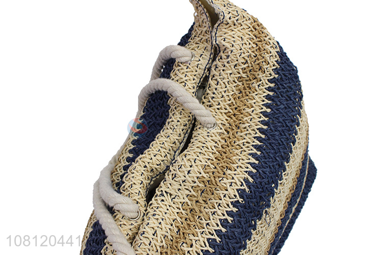 Good quality striped woven beach bag paper straw tote bag handbag