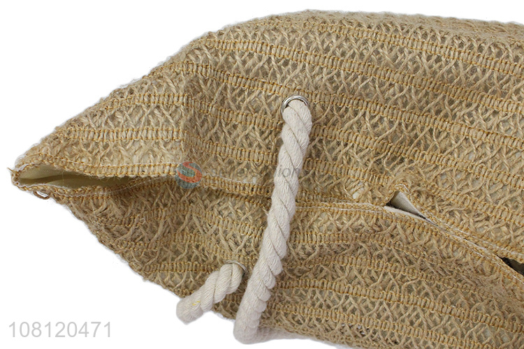 High quality hot stamping imitated linen woven beach bag tote handbag