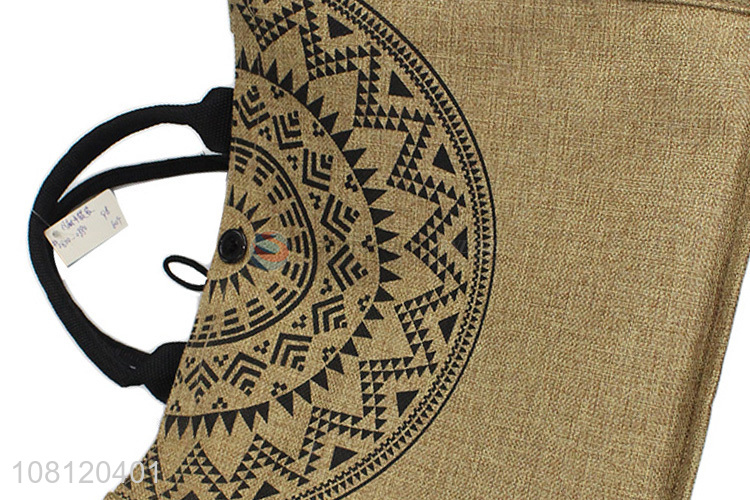 Online wholesale ethnic style imitated linen handbag burlap beach bag
