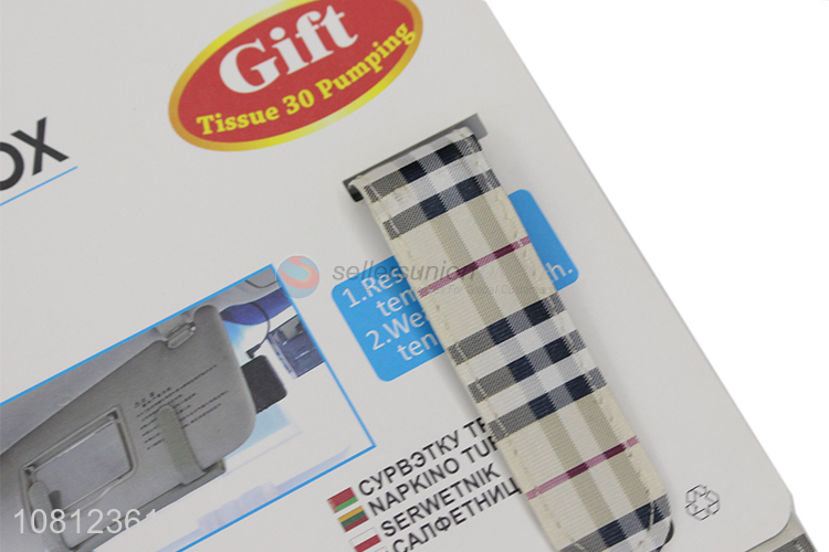 Wholesale trendy plaid cloth sun visor tissue box car tissue holder