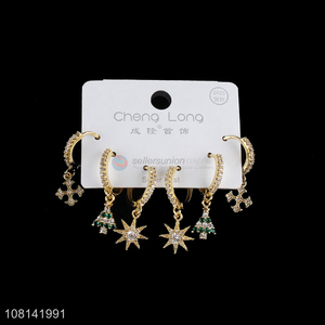 Best selling trendy rhinestone drop earrings set <em>women</em> <em>jewelry</em>