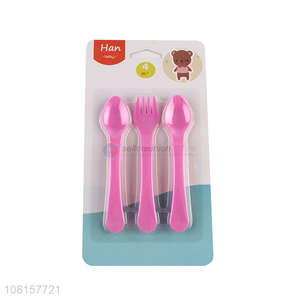 Factory supply plastic baby feeding fork spoon set for sale