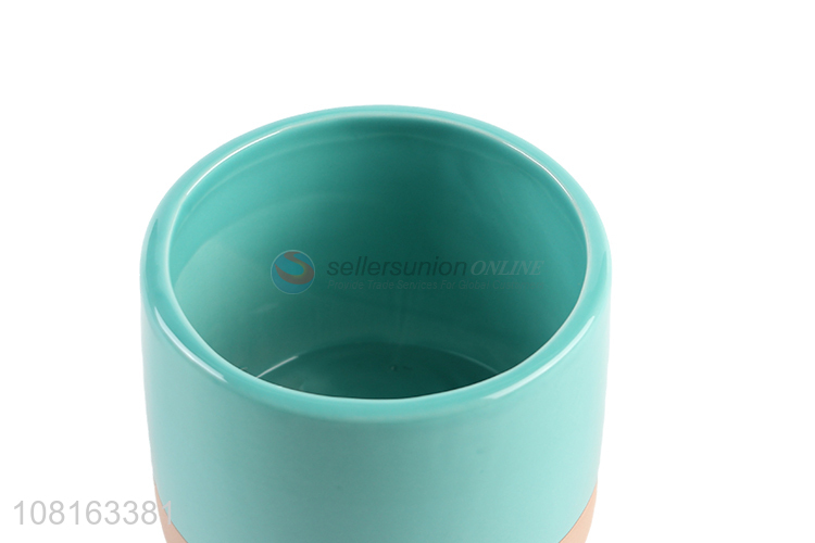 Hot selling colored ceramic flower pot planter for cactus herbs