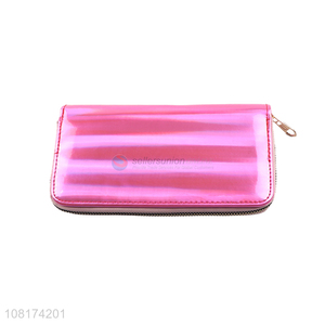 Yiwu wholesale pink PU wallet <em>ladies</em> portable <em>purse</em>