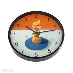 New product decorative battery operated round orange <em>wall</em> <em>clocks</em>