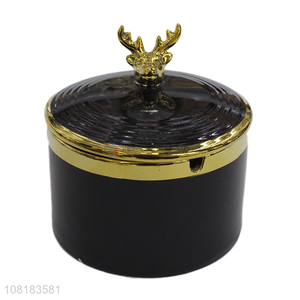 Wholesale black desktop <em>ashtray</em> office ceramic <em>ashtray</em> with lid