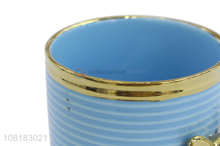 Factory wholesale blue mini ceramic flowerpots