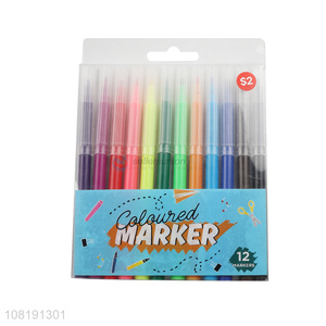 Hot selling non-toxic 12 pieces water color pens for kids drawing
