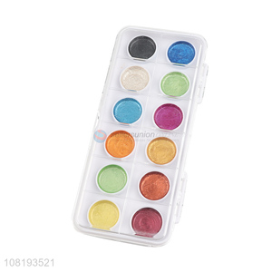 Best selling 12colors watercolor paints palette with <em>paintbrush</em>