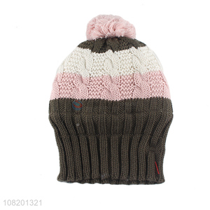 Good Price Fleece-Lined Knitted Cap Girls Winter Warm Hat