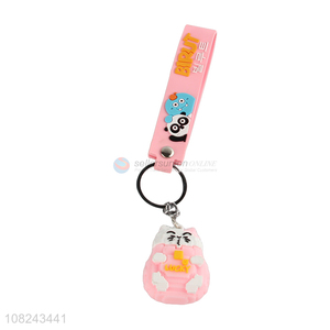 Hot sale 3D keychains lucky cat key chain bag pendant for gift