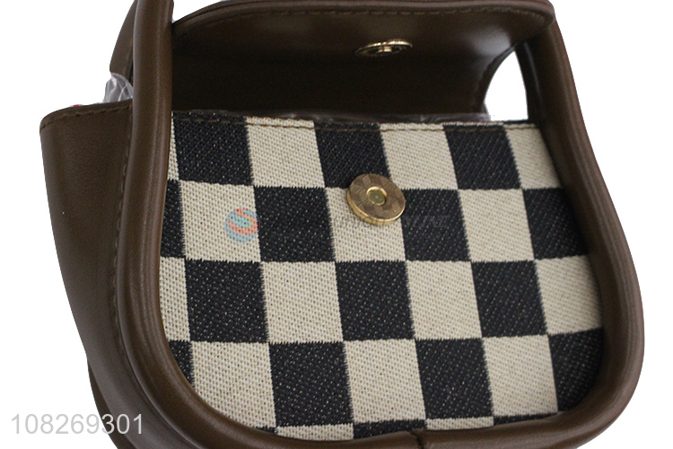 Wholesale fashion mini pu leather checkerboard handbag small women bags