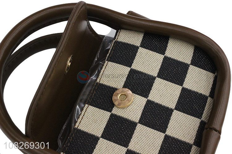 Wholesale fashion mini pu leather checkerboard handbag small women bags