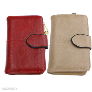 Best selling oil wax leather <em>women</em> wallet <em>purse</em> with zipper pocket