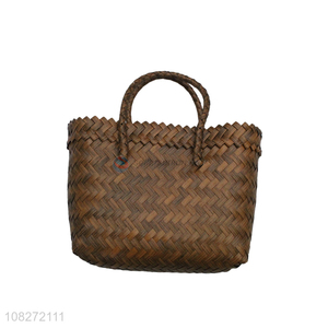 New design summer woven travel beach tote bag plastic straw handbag