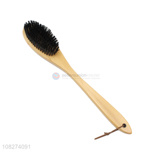 Good quality natural boar bristle bath brush with long wooden handle