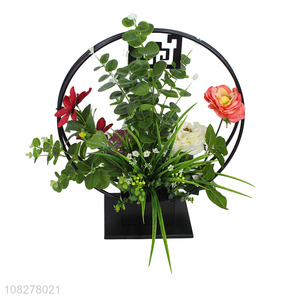 Yiwu wholesale iron rose bonsai desktop artificial flower